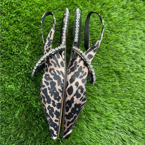 ASOS DESIGN Lizzie Embellished Slingback Ballet Flats in Leopard Satin - Picture 8 of 10